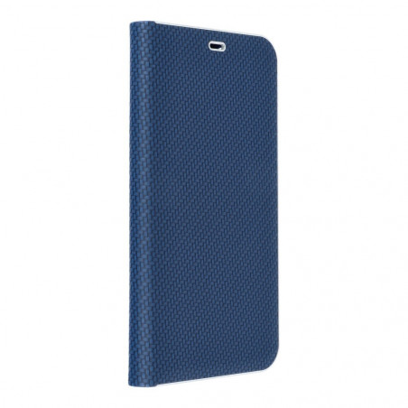 Samsung Galaxy A71 LTE Book Handytaschen LUNA Book Carbon Kohlenstoff-Faser, Elegant  Blau 