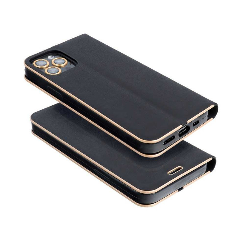 Apple iPhone 13 Pro Book Handytaschen LUNA Book Gold Elegant  Schwarz 